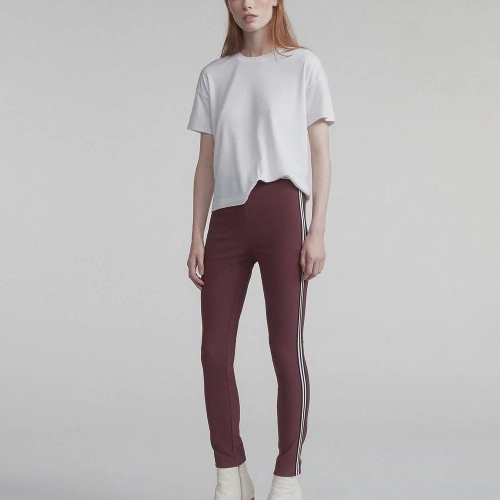 NWT rag & bone Simone Side Striped pants in Burgundy - Picture 1 of 11